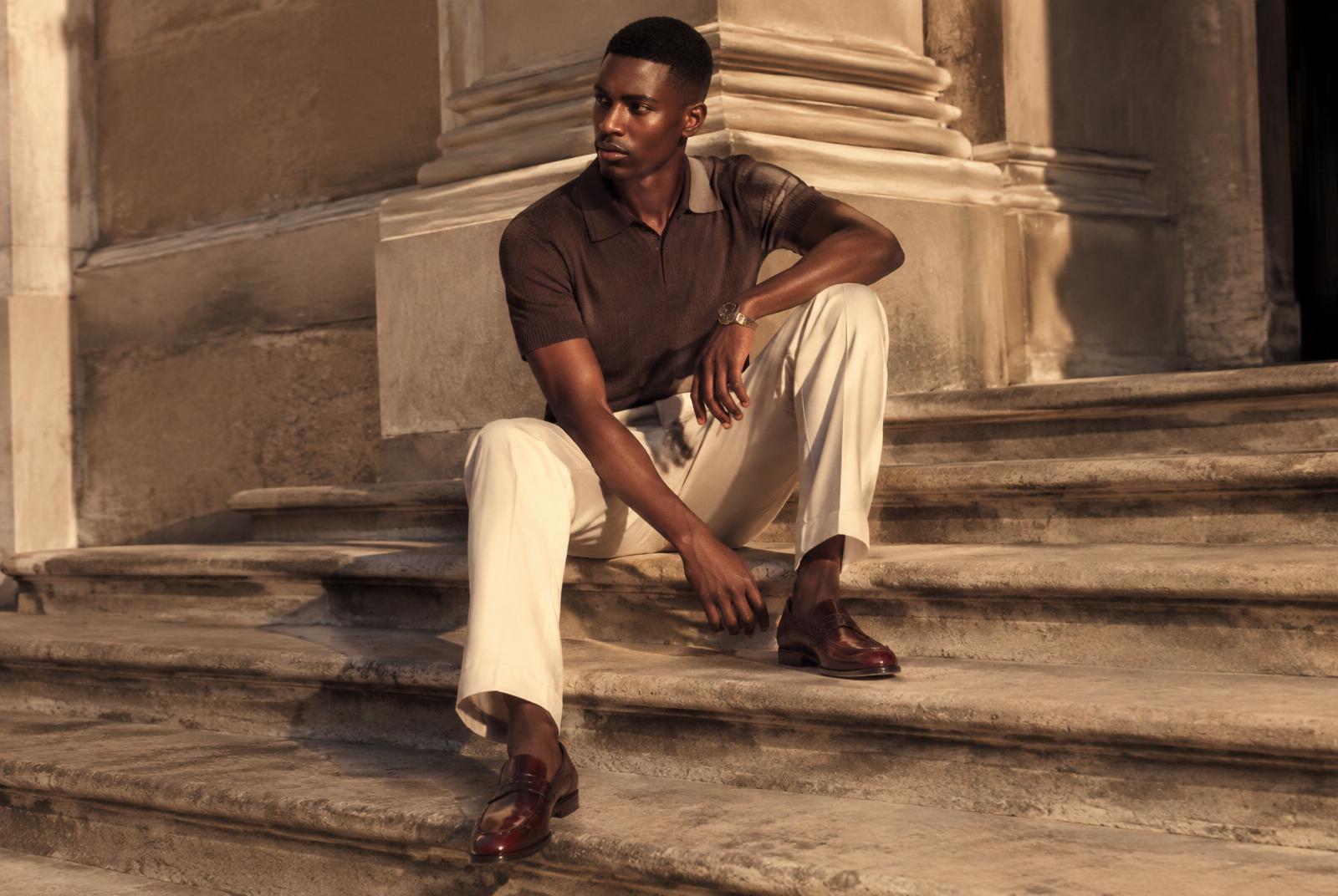 Well-dressed man in burgundy loafers